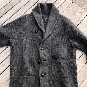 J.Crew Men's 100% Lambswool Shawl Collar Cardigan, Medium Grey, XS
